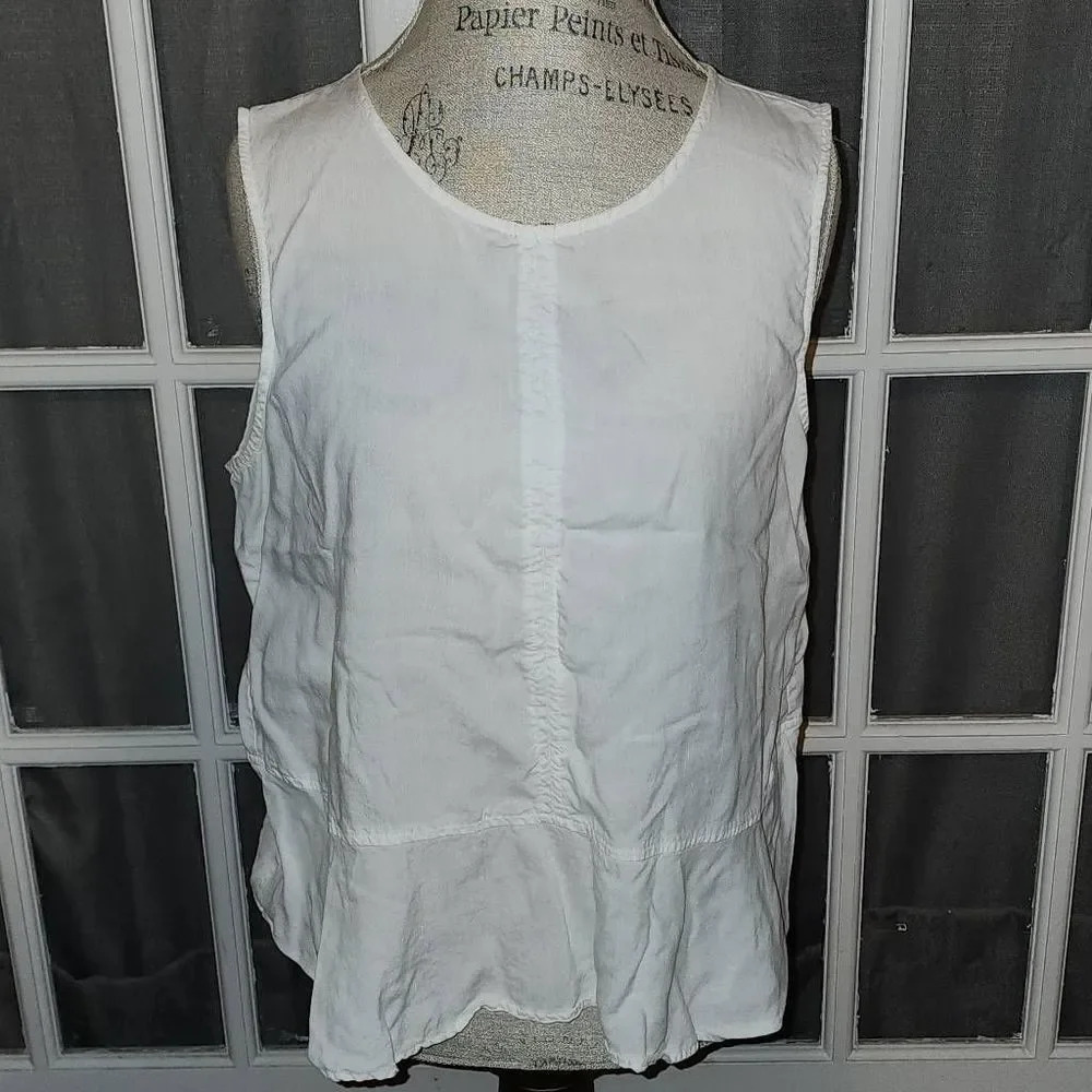 Cloth &‎ Stone Womens White Open Back Peplum Sleeveless Blouse Top Medium